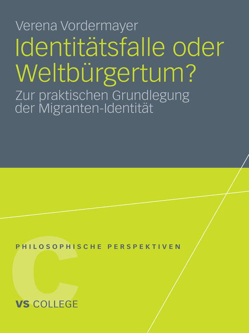 Title details for Identitätsfalle oder Weltbürgertum? by Verena Vordermayer - Available